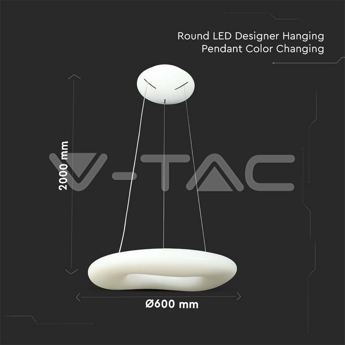 Pendants: 36W Pendant Round Color Changing D:600*H2000 Dimmable White