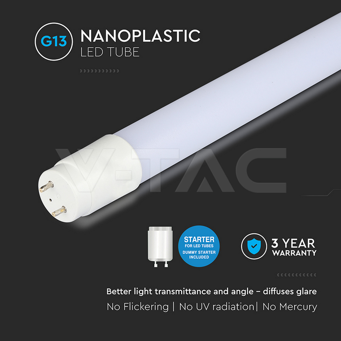 LED Tubes: LED Tube T8 16.5W 120 cm Nano Plastic Non Rotation 6500K