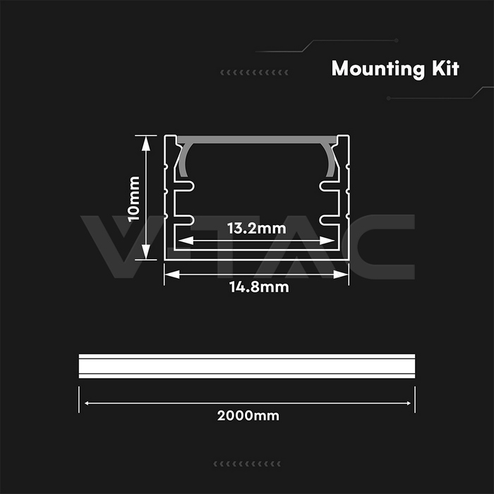 LED Strip Accessories: LED Strip Mounting Kit With Diffuser Surface ...