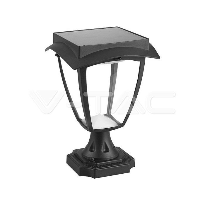 2W LED solarna stojna svetilka črna ohišje 3000K+6000K IP44