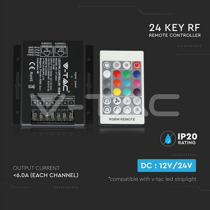 LED Strip Accessories: LED RGBW Sync Controller 24B BF Dimmer