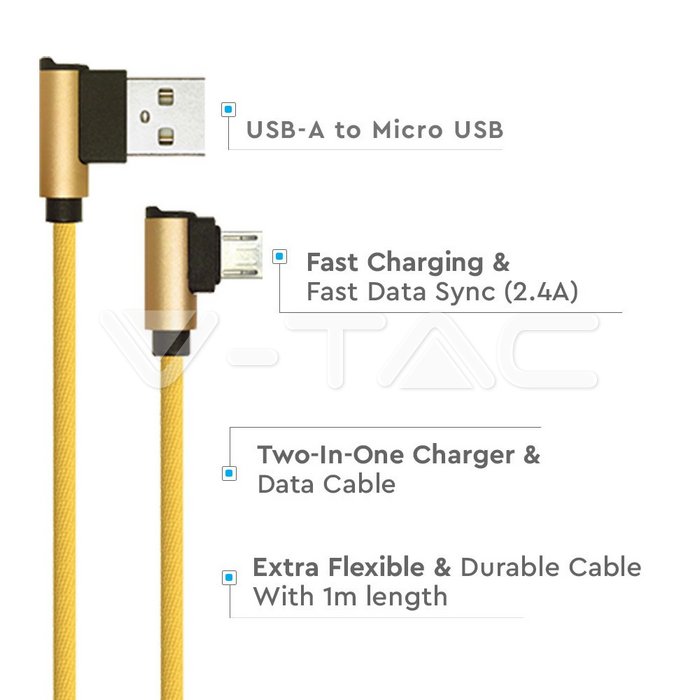 USB cables: 1m. Micro USB Cable Gold Diamond Series