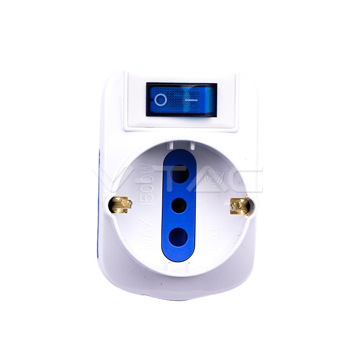 Adapter vtič 16A 2 vtičnici 2P+T 10/16A bipasso + 1 vtičnica/Schuko z stikalom