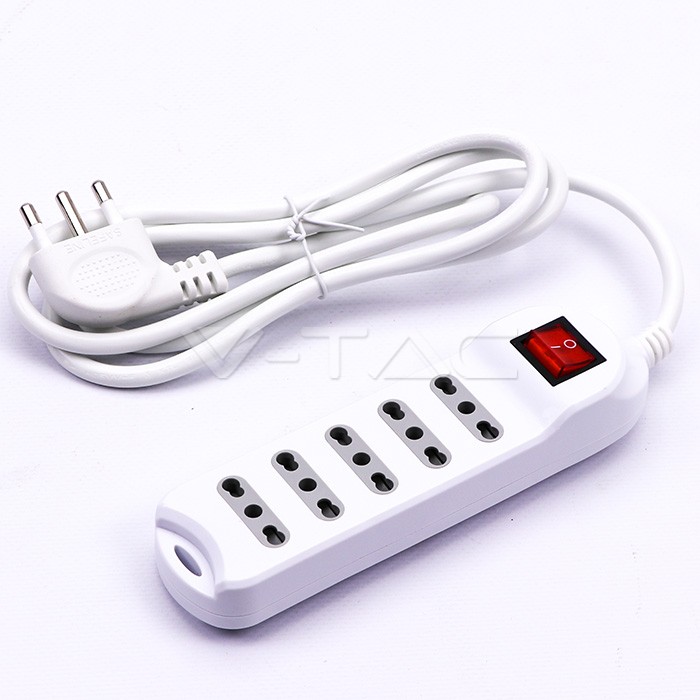 5 pozicijski stikalni vtičnik z osvetlitvijo, 10/16A bipas z nosilcem na steni 250V~ max: 3500W kabel H05VV-F 3G1.0mmX1.5m z vtičem 16A 2P+T